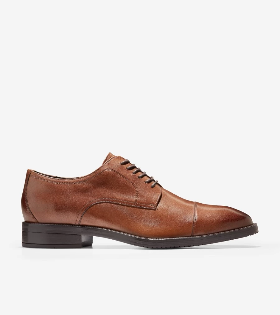 Cole Haan Men's British Tan Cap Toe Oxford Dress Shoes – Modern Essentials Formal Footwear