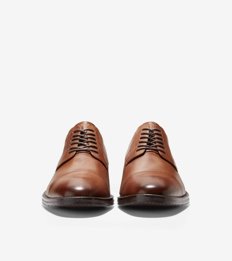Cole Haan Men's British Tan Cap Toe Oxford Dress Shoes – Modern Essentials Formal Footwear