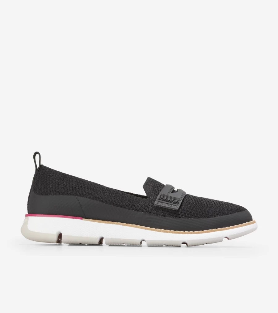 Cole Haan Women's Zerogrand Loafer in Black Stitchlite & Bright Berry