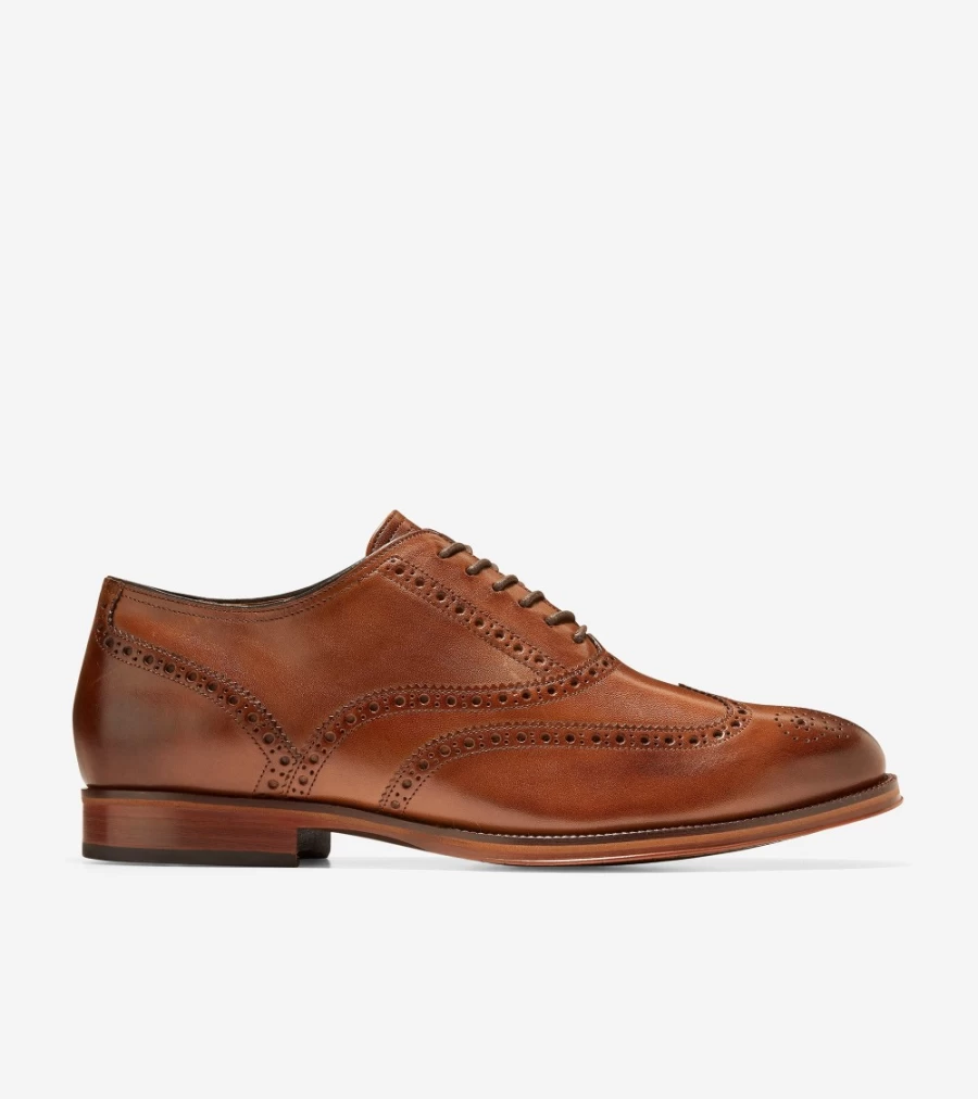 Cole Haan Men's British Tan Wingtip Oxford Dress Shoes – Modern Classics Style