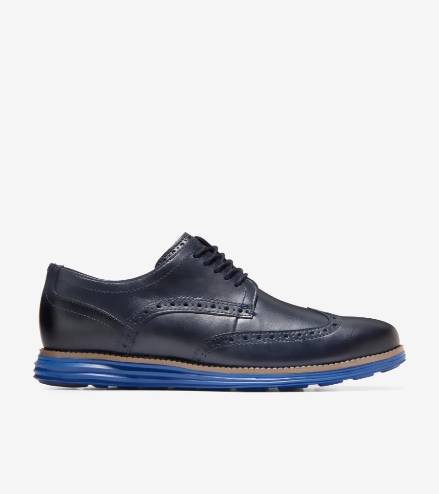 Cole Haan Men's Navy Blue Originalgrand Wingtip Oxford Dress Shoes