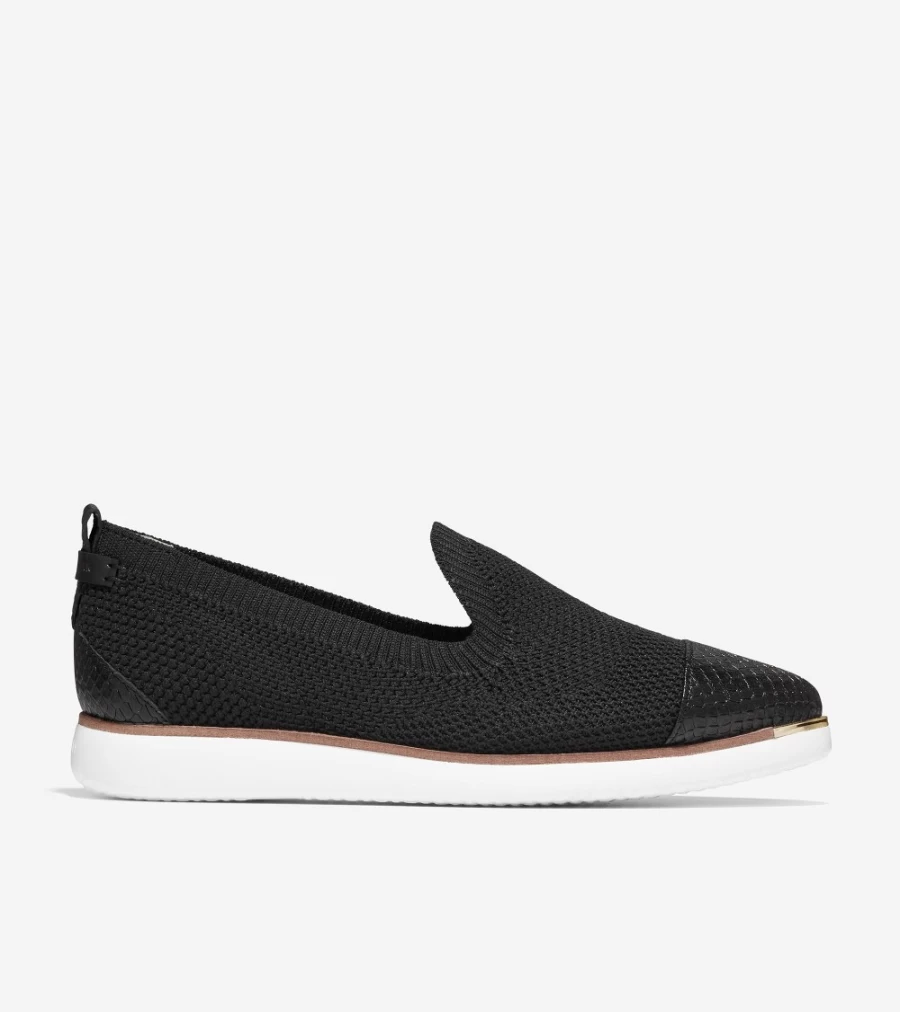 Cole Haan Women's Black Stitchlite Grand Ambition Slip-On Loafers