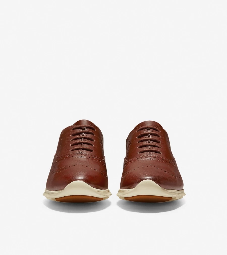 Cole Haan Women's Zerogrand Wingtip Oxford in Woodbury Leather-Ivory - Lightweight Comfortable Dress Shoes