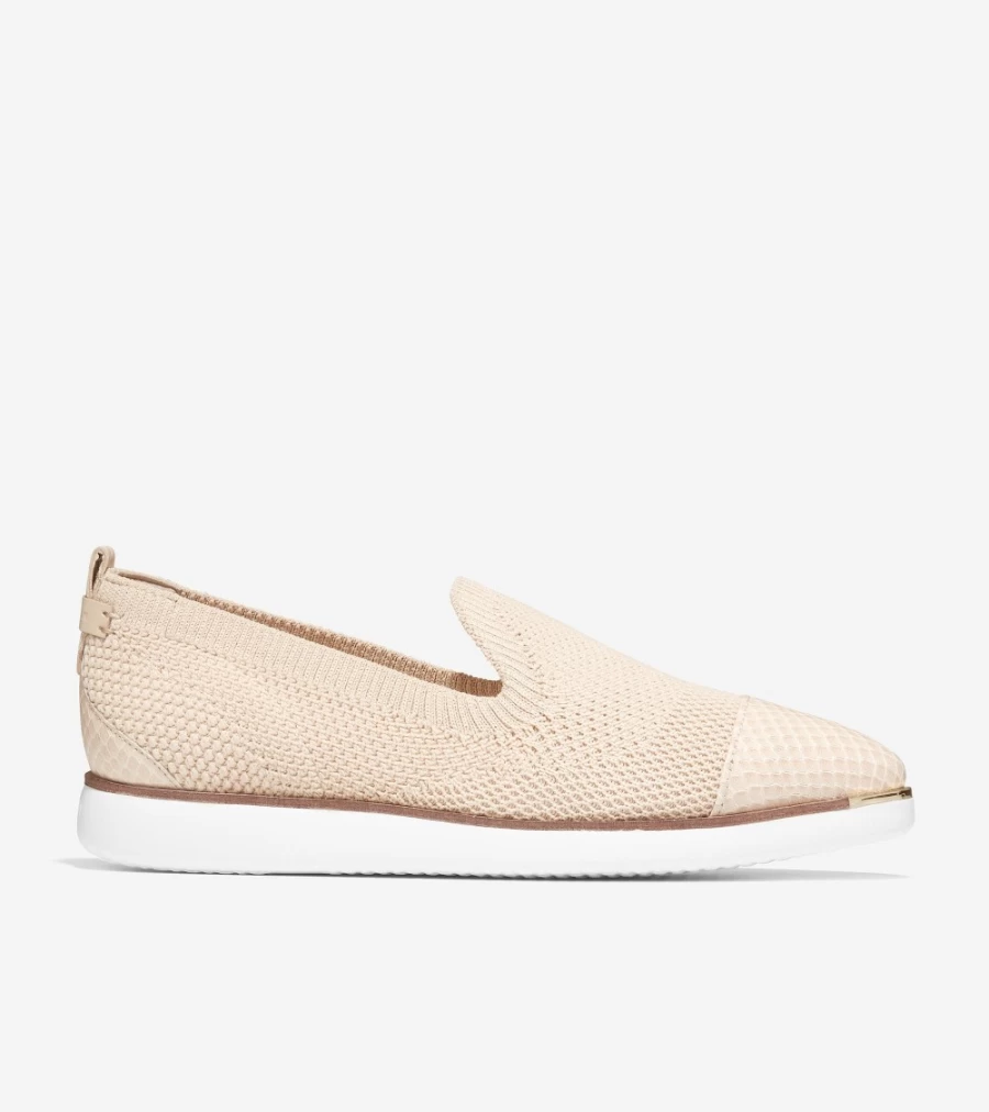 Cole Haan Women's Grand Ambition Slip-On Loafer in Oat Stitchlite - Comfortable & Stylish Casual Shoes
