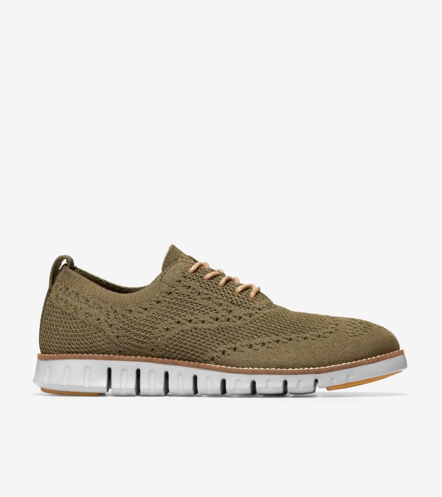Cole Haan Men's Zerogrand Wingtip Oxford Shoes in Dark Olive Stitchlite - Lightweight Comfort Dress Casual