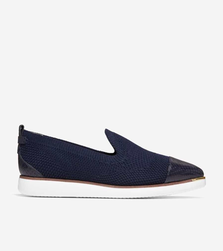 Cole Haan Women's Grand Ambition Slip-On Loafer in Marine Blue Stitchlite