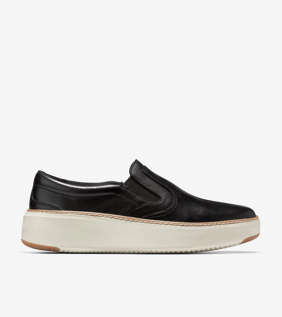 Cole Haan Women's Grandpro Topspin Slip-On Sneaker in Black-Ivory