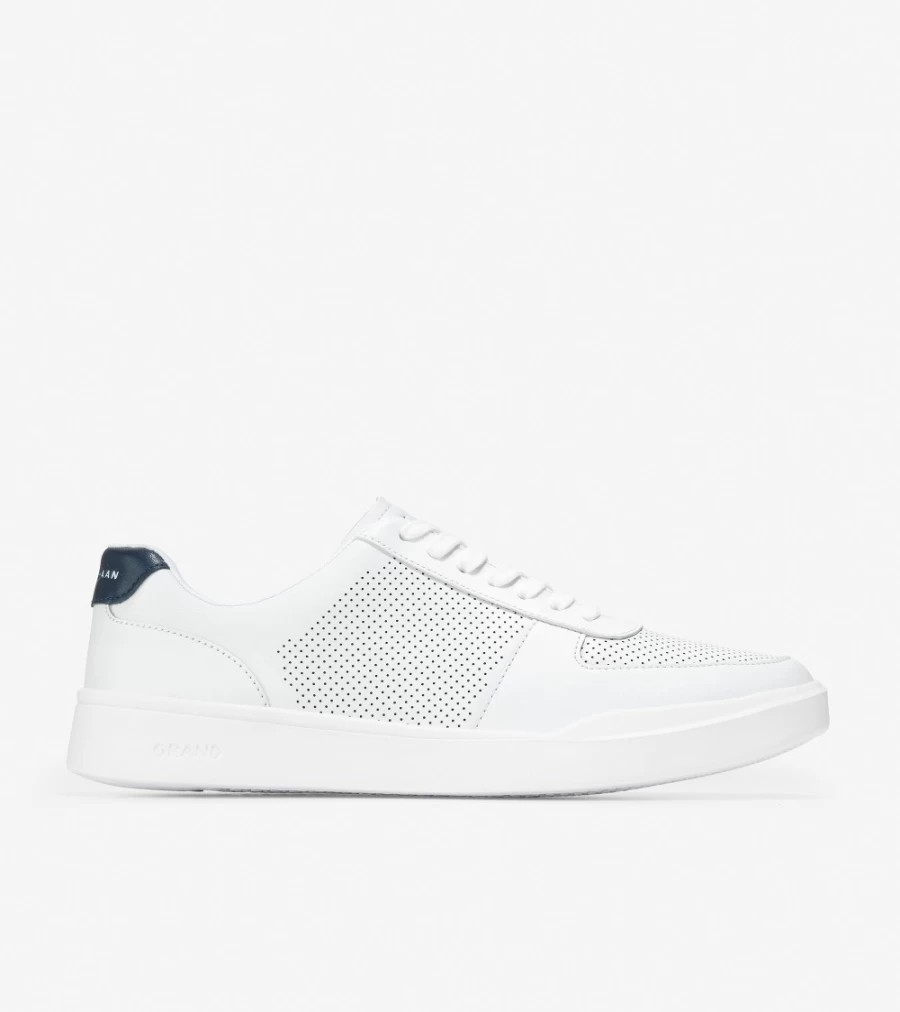 Cole Haan Men's Grand Crosscourt Modern Sneaker in Optic White & Perforated Peacock
