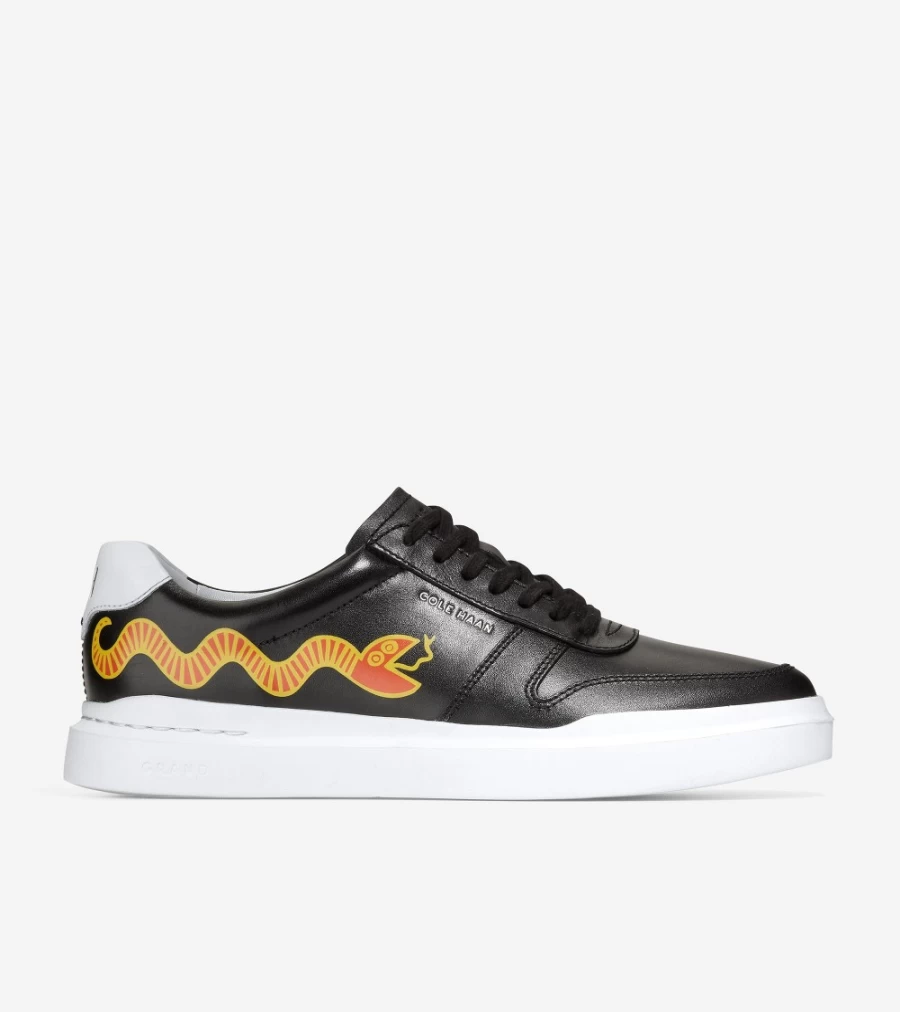 Cole Haan Men's Grandpro Rally Court Sneaker in Black Leather & White - Keith Haring Collaboration