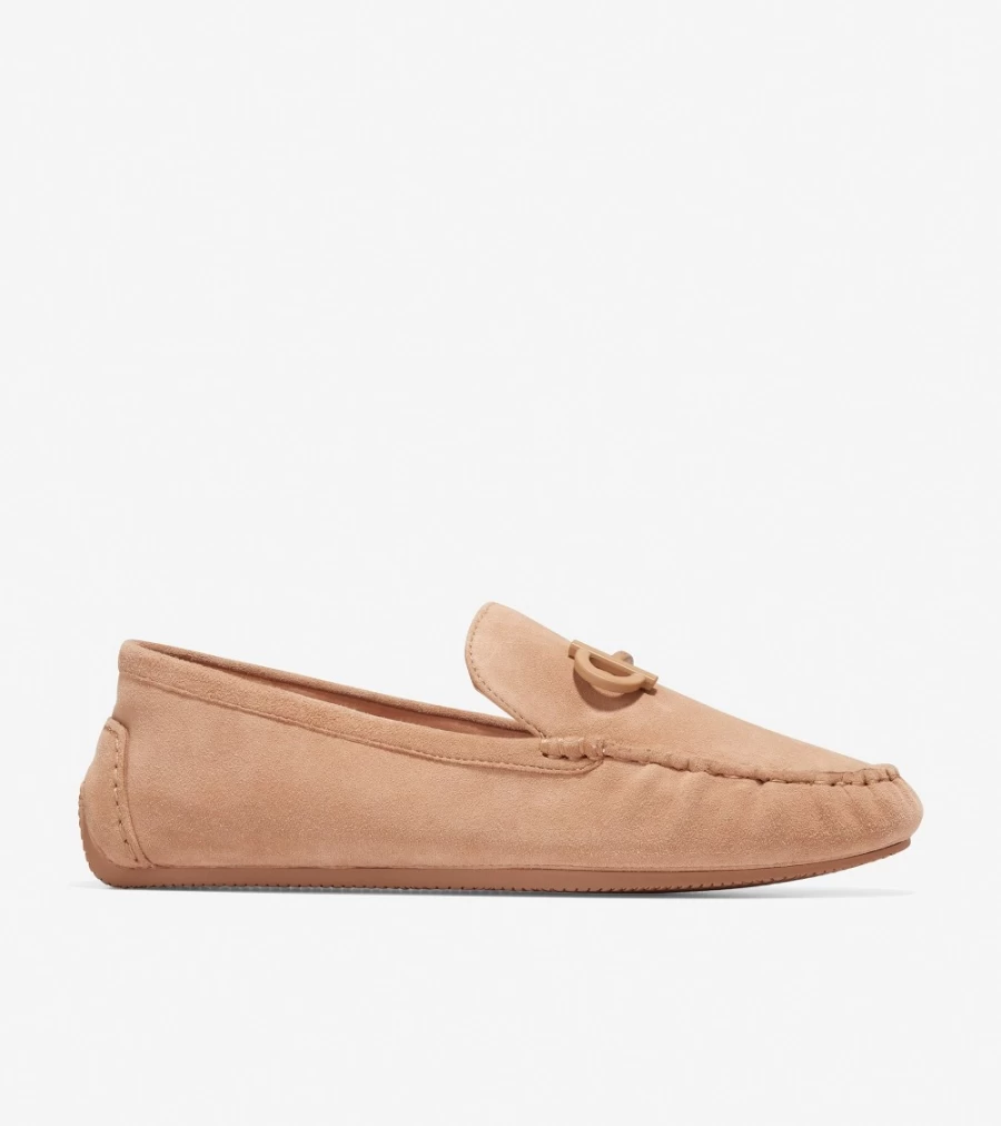 Cole Haan Women's Tully Driver Loafers in Blush Tan Suede - Comfortable Slip-On Shoes for Women