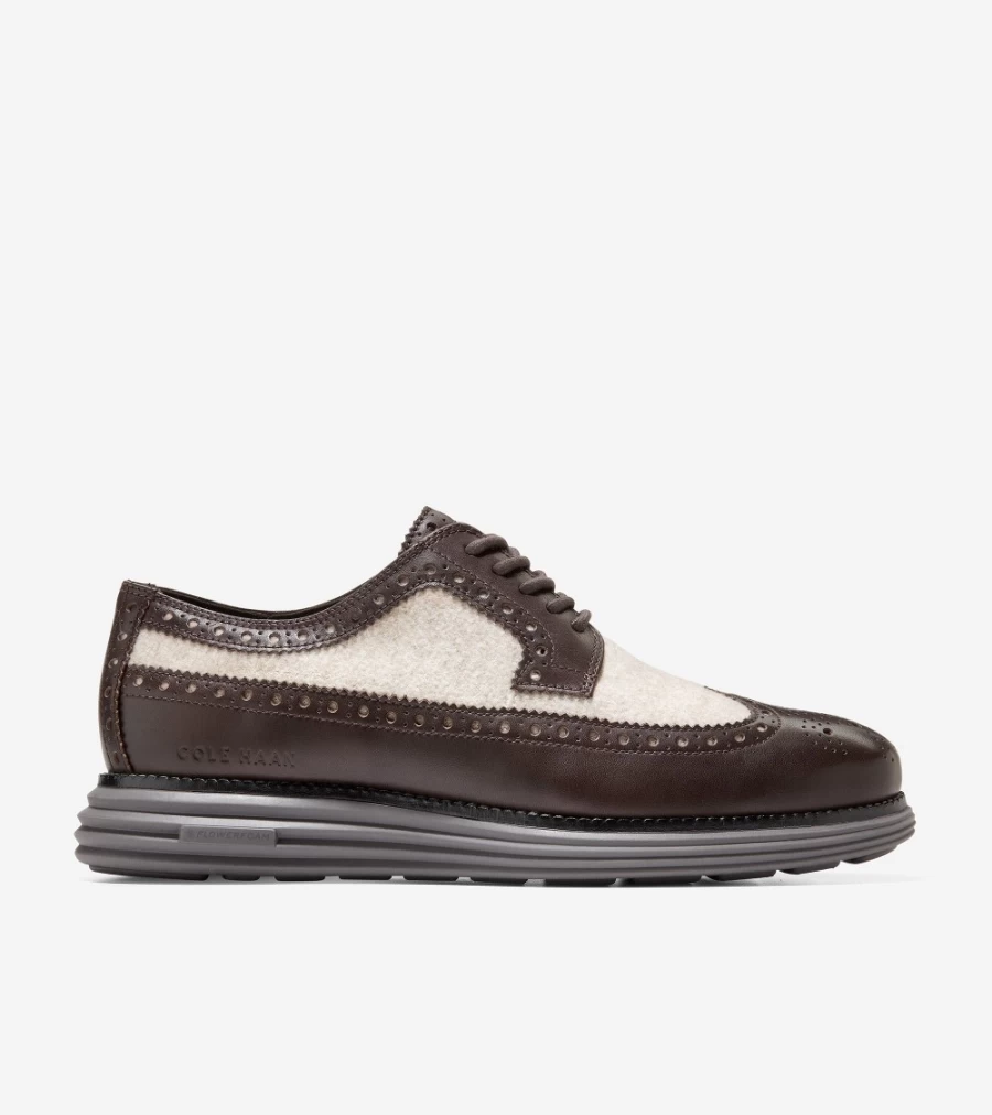 Cole Haan Men's Originalgrand Longwing Oxford Shoes in Taupe-Dark Chocolate