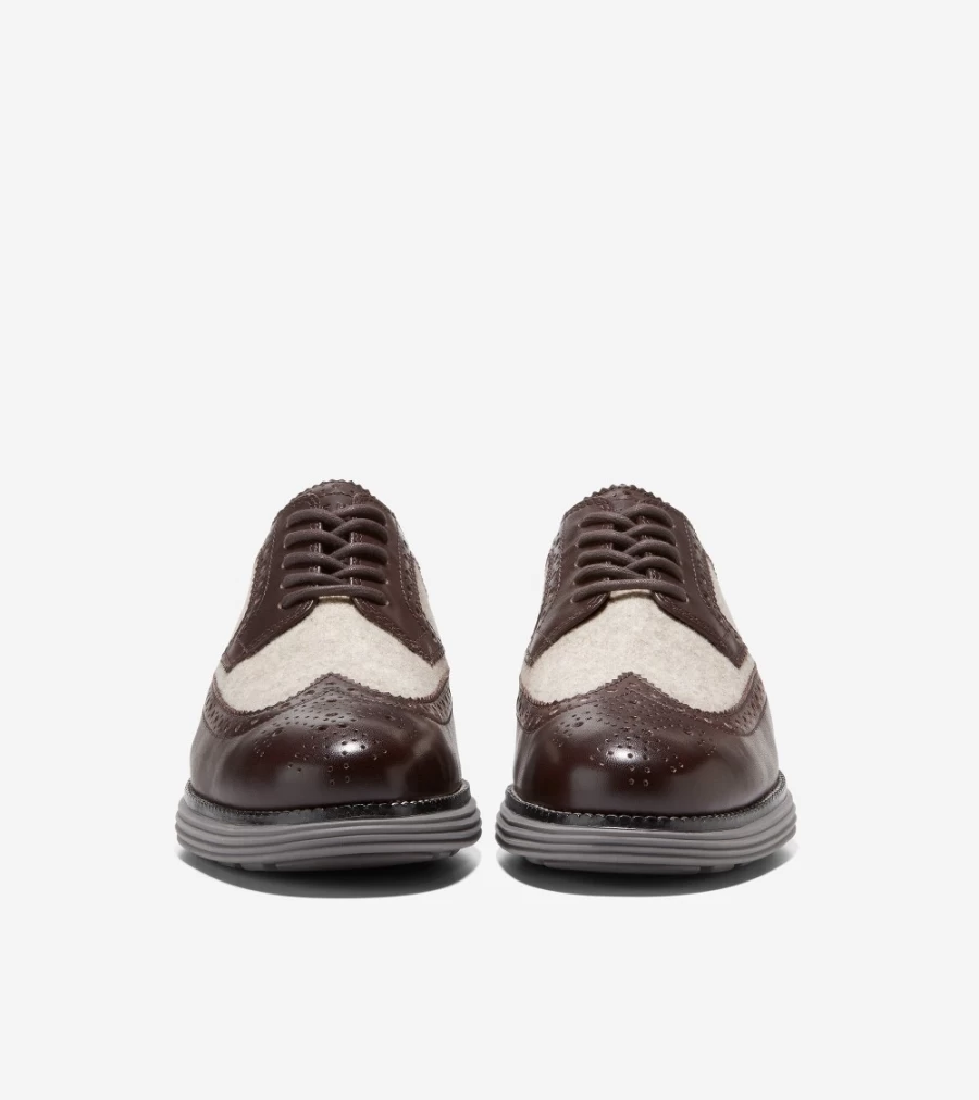Cole Haan Men's Originalgrand Longwing Oxford Shoes in Taupe-Dark Chocolate