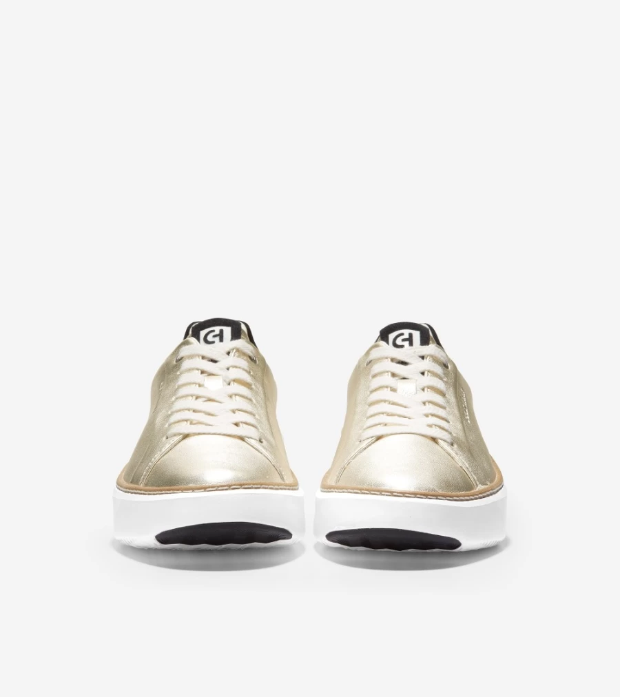 Cole Haan Women's Grandpro Topspin Sneaker in Soft Gold-Black - Lightweight Comfort Walking Shoes