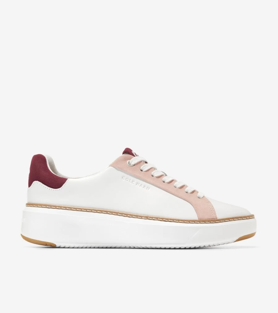 Cole Haan Women's Grandpro Topspin Sneakers in Optic White-Syrah - Lightweight Comfortable Tennis Shoes for Women