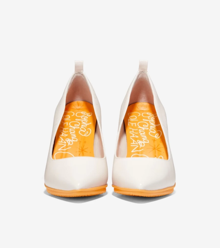 Women's Cole Haan York Pump by Sophia Chang - Egret, Gold Fusion & Scarlet Orange Color