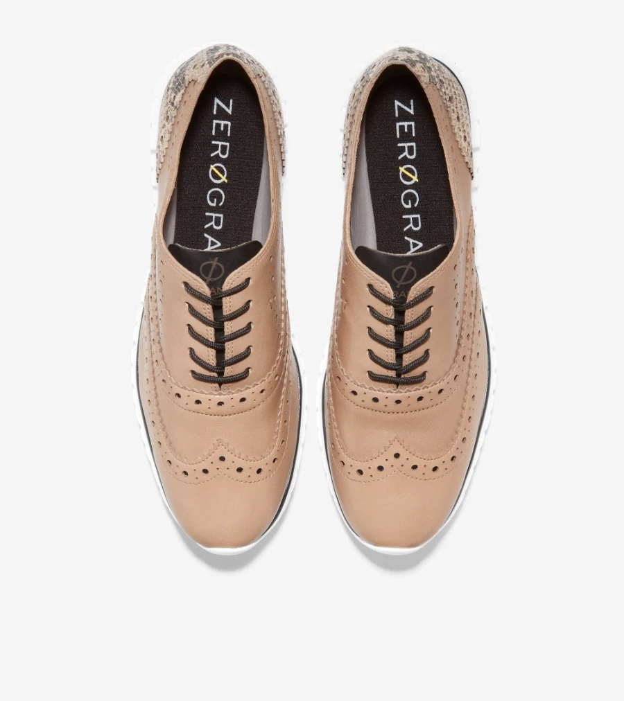 Cole Haan Women's Zerogrand Wingtip Oxford Shoes in Birch Leather-Roccia Print