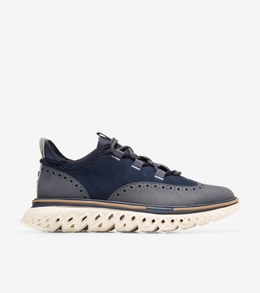 Cole Haan Men's Zerogrand Wingtip Oxford Dress Shoes in Navy Blazer-Ivory