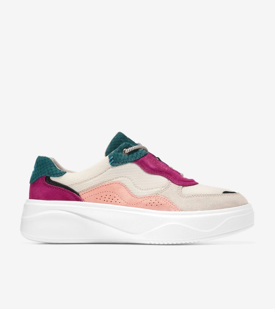 Cole Haan Women's Grandpro Ultra Sneaker in Birch/Deep Teal/Fuchsia - Lightweight Comfort Walking Shoes