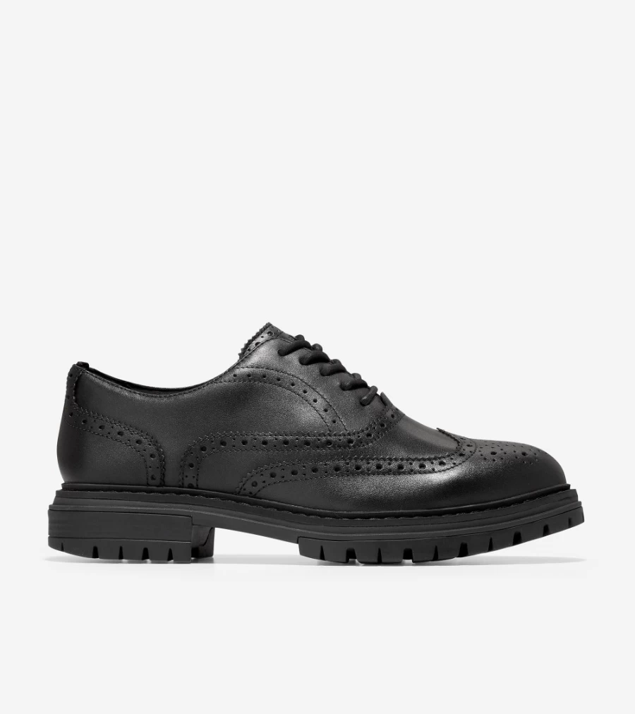 Cole Haan Men's Black Leather Wingtip Oxford Dress Shoes - Featherfeel Comfort Tahoe Style