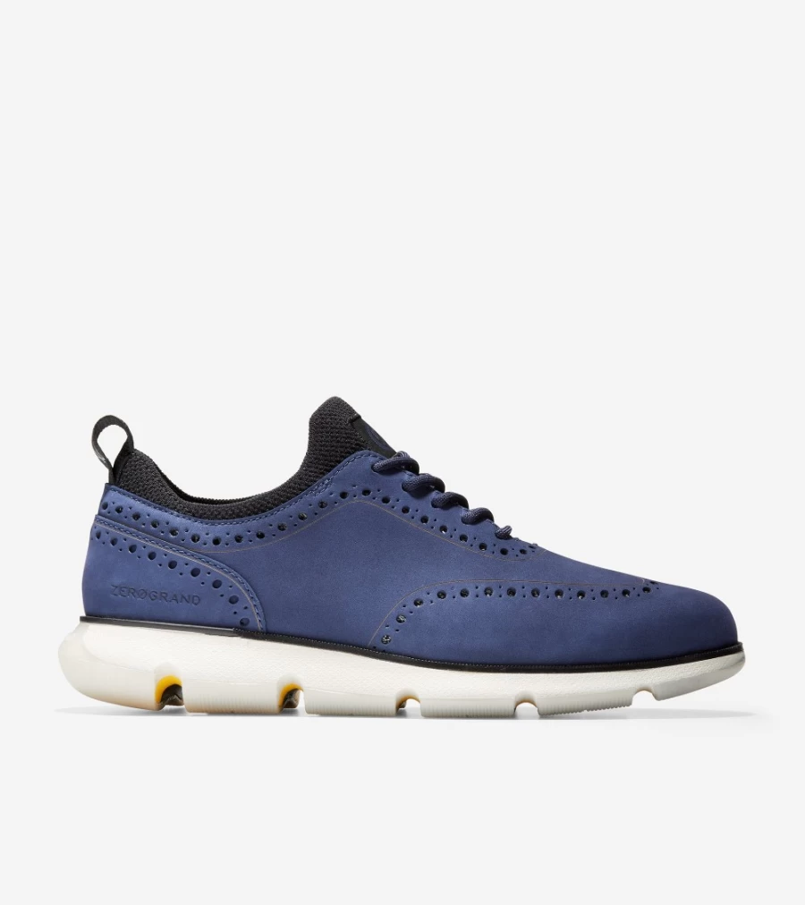 Cole Haan Men's Zerogrand Wingtip Oxford Shoes in Marine Blue Nubuck & Lunar Rock