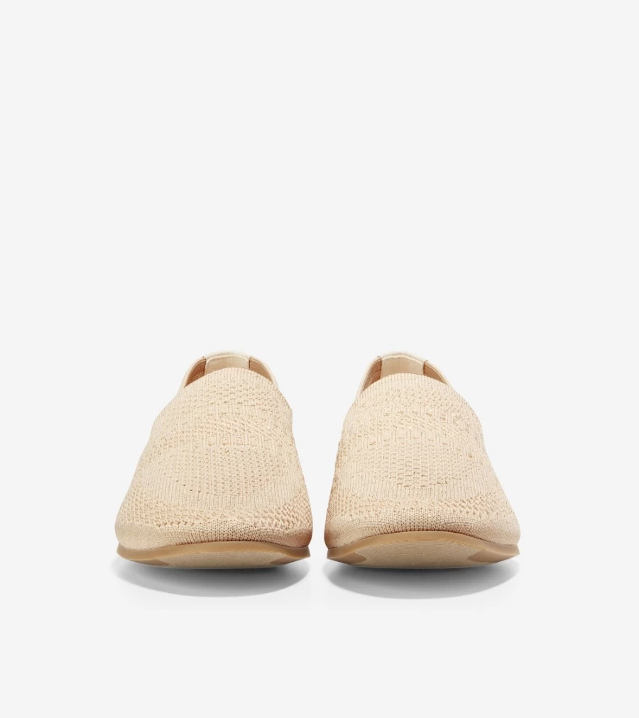 Cole Haan Women's Cement-Gold Stitchlite Modern Classics Loafers – Comfortable & Stylish Slip-On Shoes