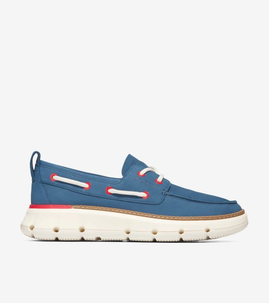 Cole Haan Women's Zerogrand Regatta Boat Shoe in Ensign Blue, Fiery Red & Ivory