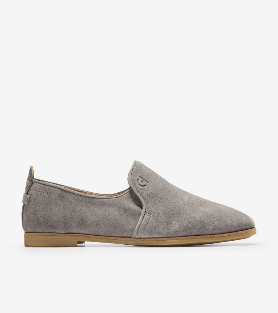 Cole Haan Women's Tacoma Flat in Charcoal Grey Suede - Comfortable & Stylish Loafers