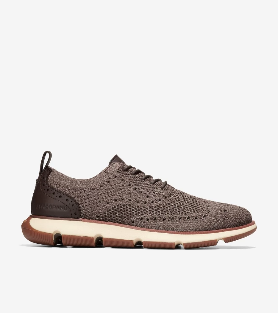 Cole Haan Men's Zerogrand Oxford Shoes in Chocolate Stitchlite-Alabaster - Lightweight Comfort Dress Casual