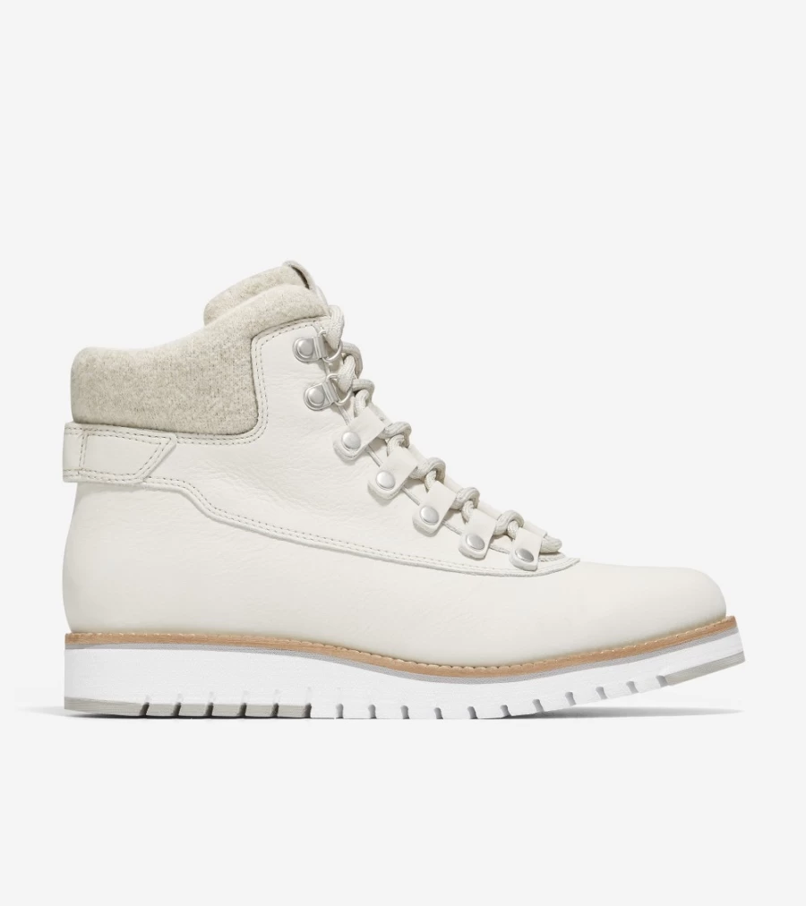 Cole Haan Women's Zerogrand Explore Getaway Hiker Boot in Silver Birch-White