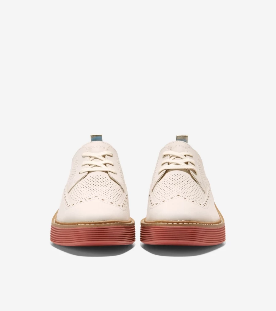 Cole Haan Women's Egret-Cinnabar Originalgrand Platform Wingtip Oxford Shoes