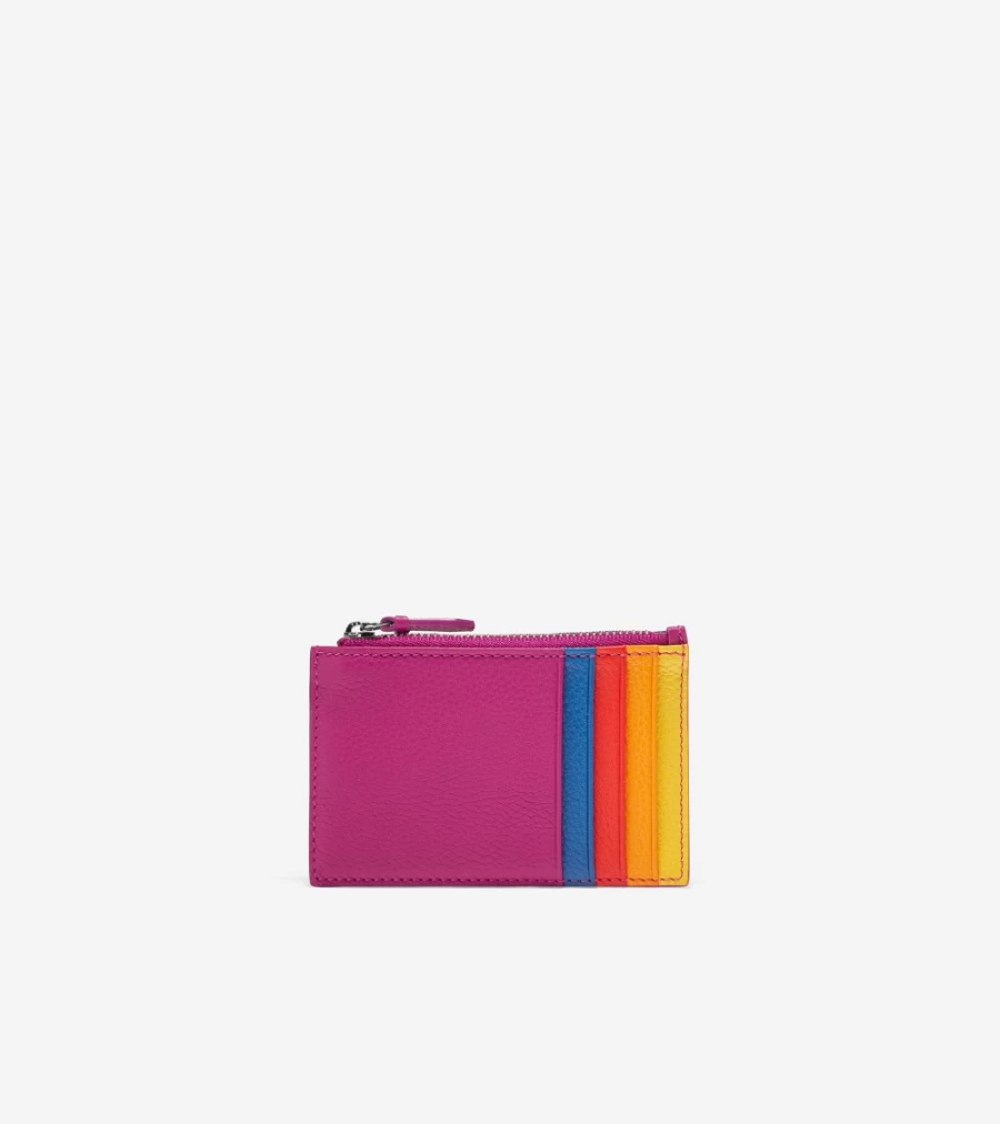 Cole Haan Women's Fuchsia Multi Color Zip Card Case