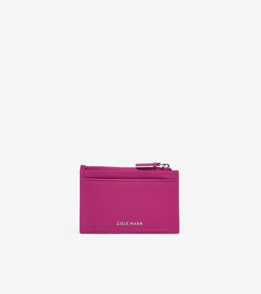 Cole Haan Women's Fuchsia Multi Color Zip Card Case