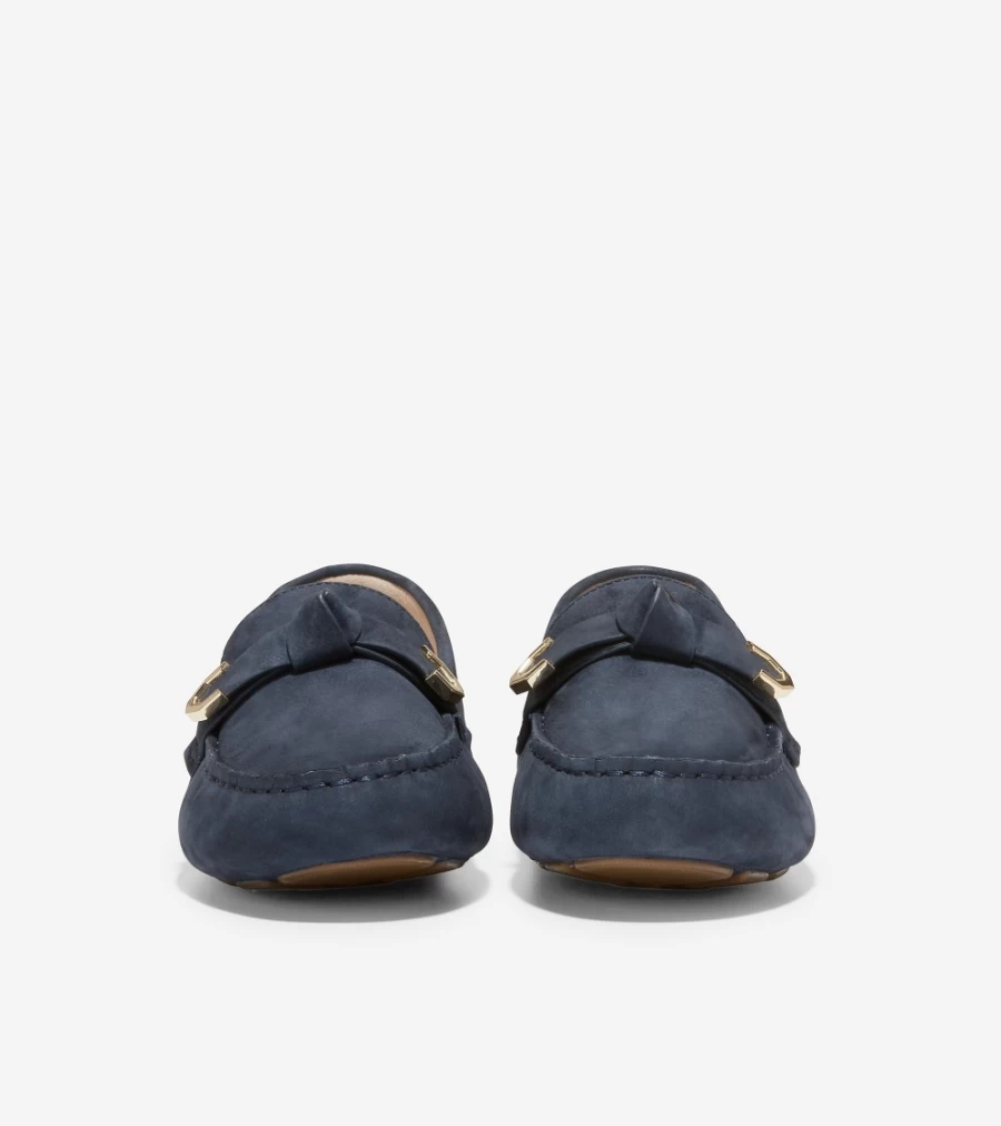 Cole Haan Women's Evelyn Bow Driver Loafers in Blue Nights Leather