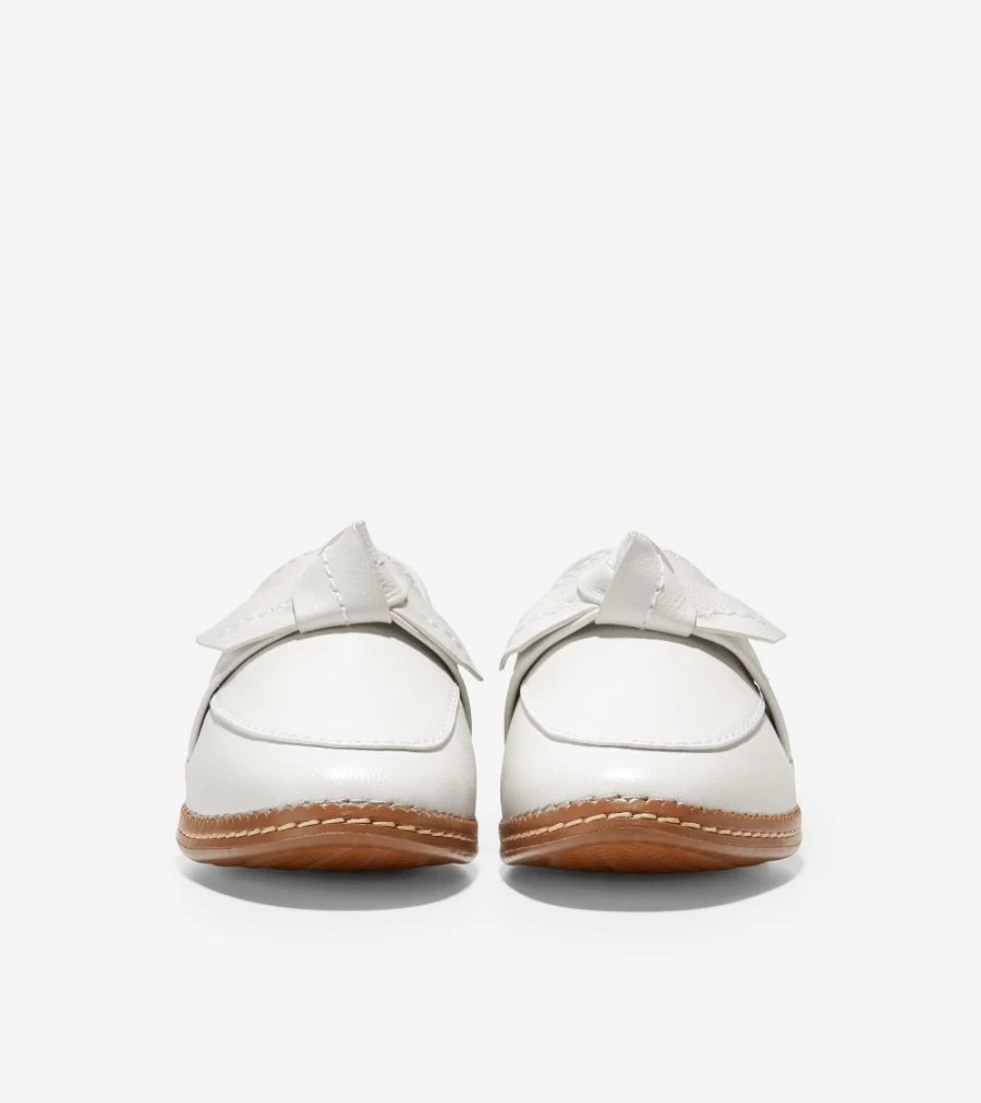 Cole Haan Women's Optic White Leather Cloudfeel All-Day Bow Loafer Shoes