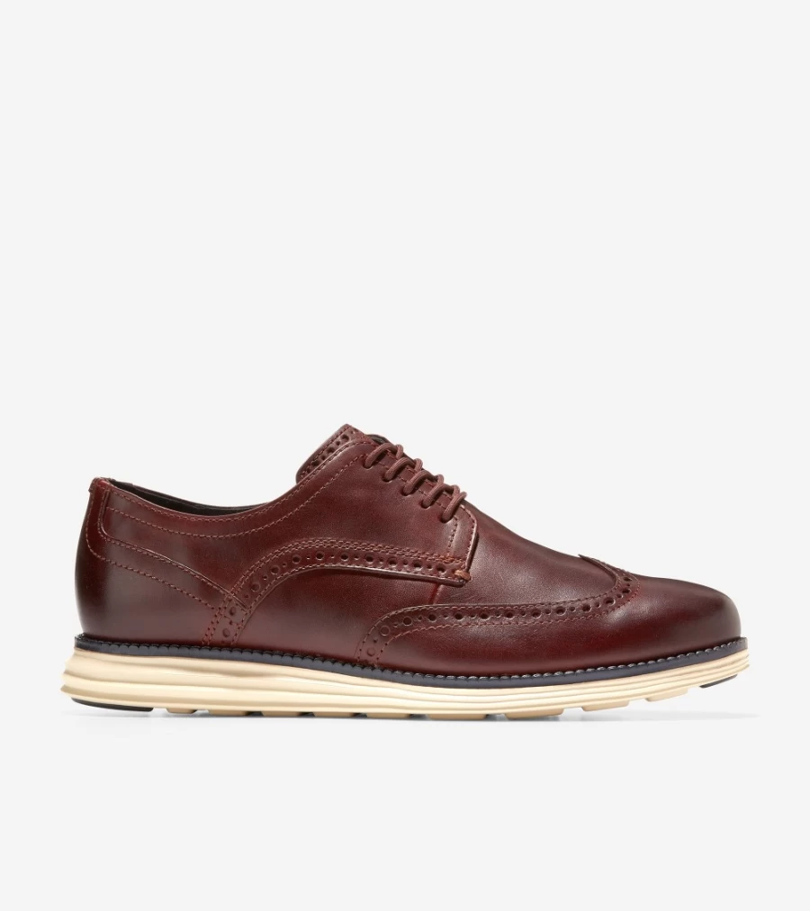 Cole Haan Men's Originalgrand Wingtip Oxford Shoes in Burnt Henna, Alabaster & Grey