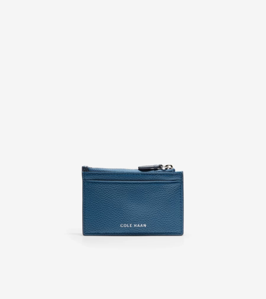 Cole Haan Women's Ensign Blue Navy Blazer Ivory Zip Card Case