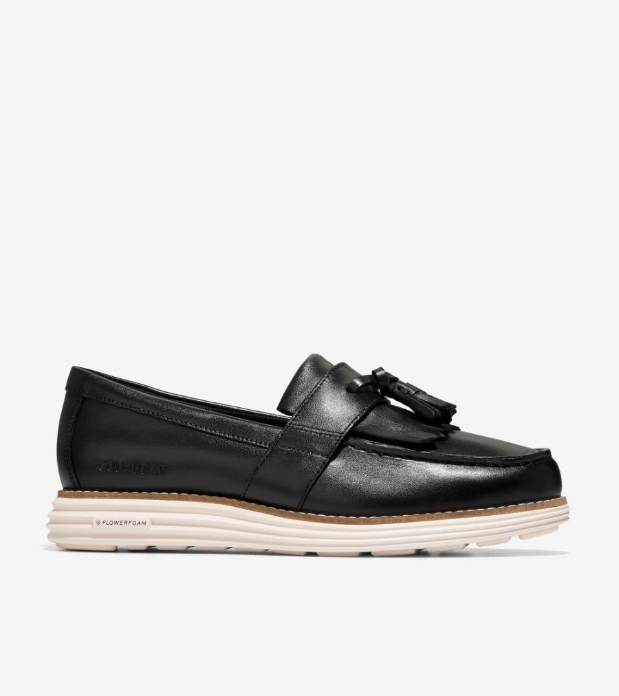 Cole Haan Women's Black-Ivory Originalgrand Kiltie Loafer Shoes