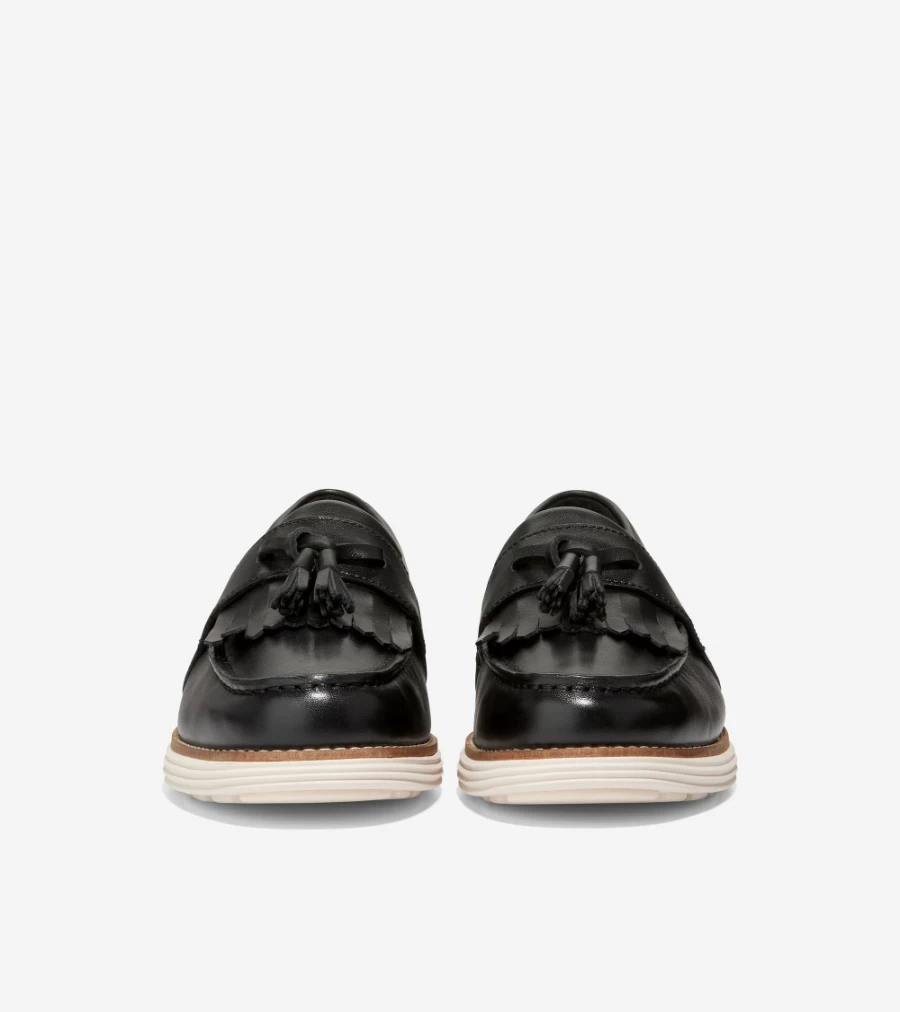 Cole Haan Women's Black-Ivory Originalgrand Kiltie Loafer Shoes