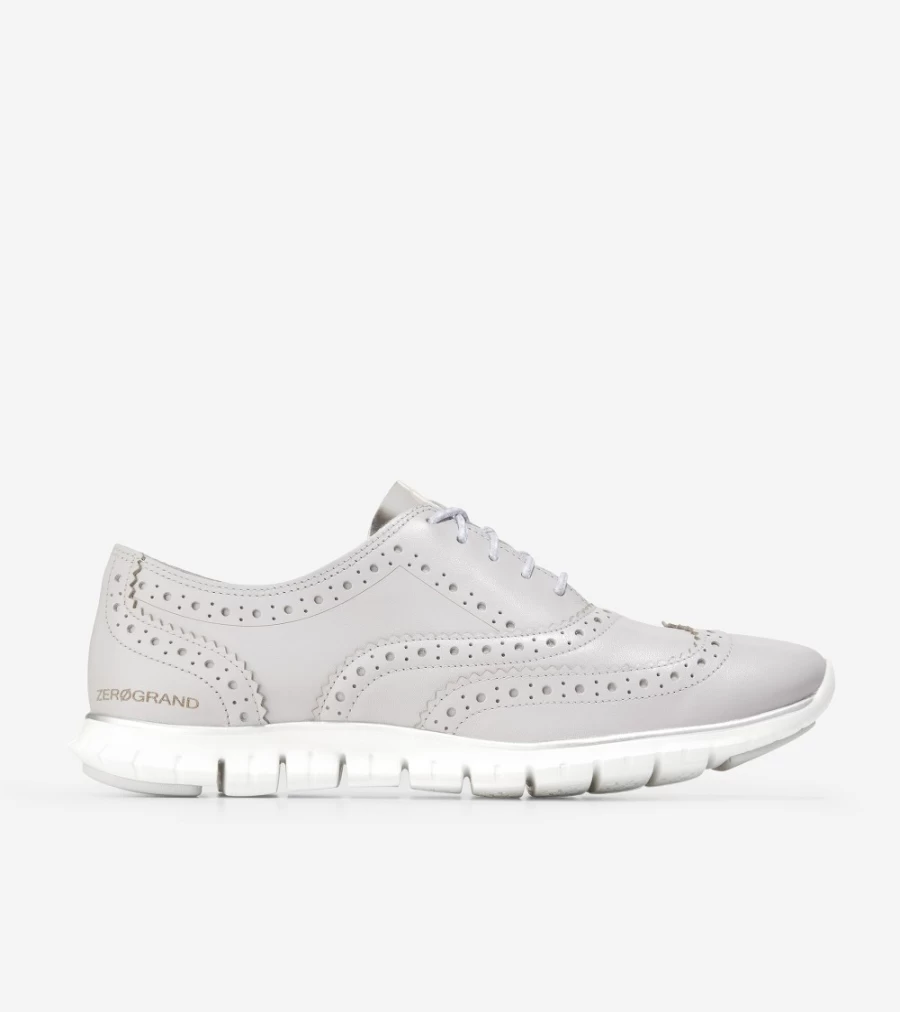 Cole Haan Women's Zerogrand Wingtip Oxford in Cool Grey Leather-Argento - Comfortable & Stylish Women's Dress Shoes
