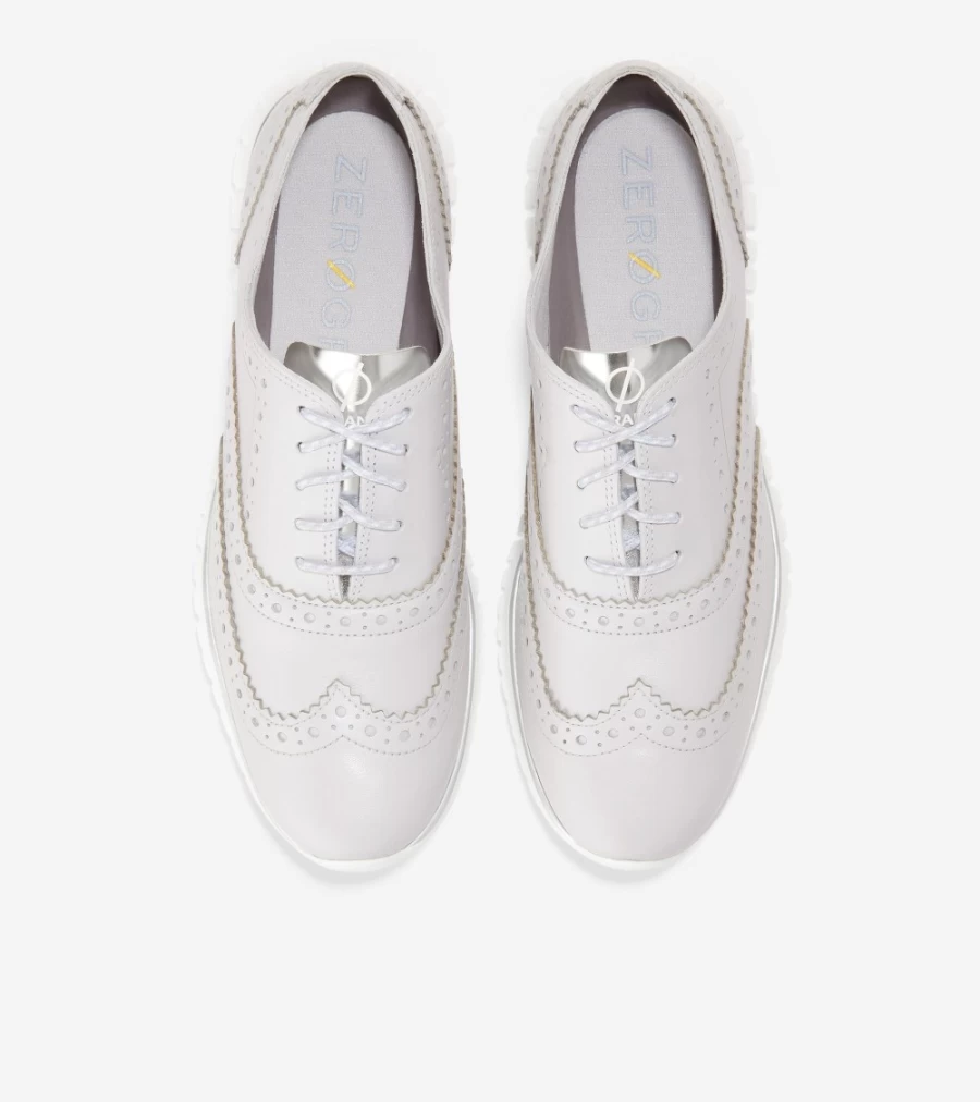 Cole Haan Women's Zerogrand Wingtip Oxford in Cool Grey Leather-Argento - Comfortable & Stylish Women's Dress Shoes