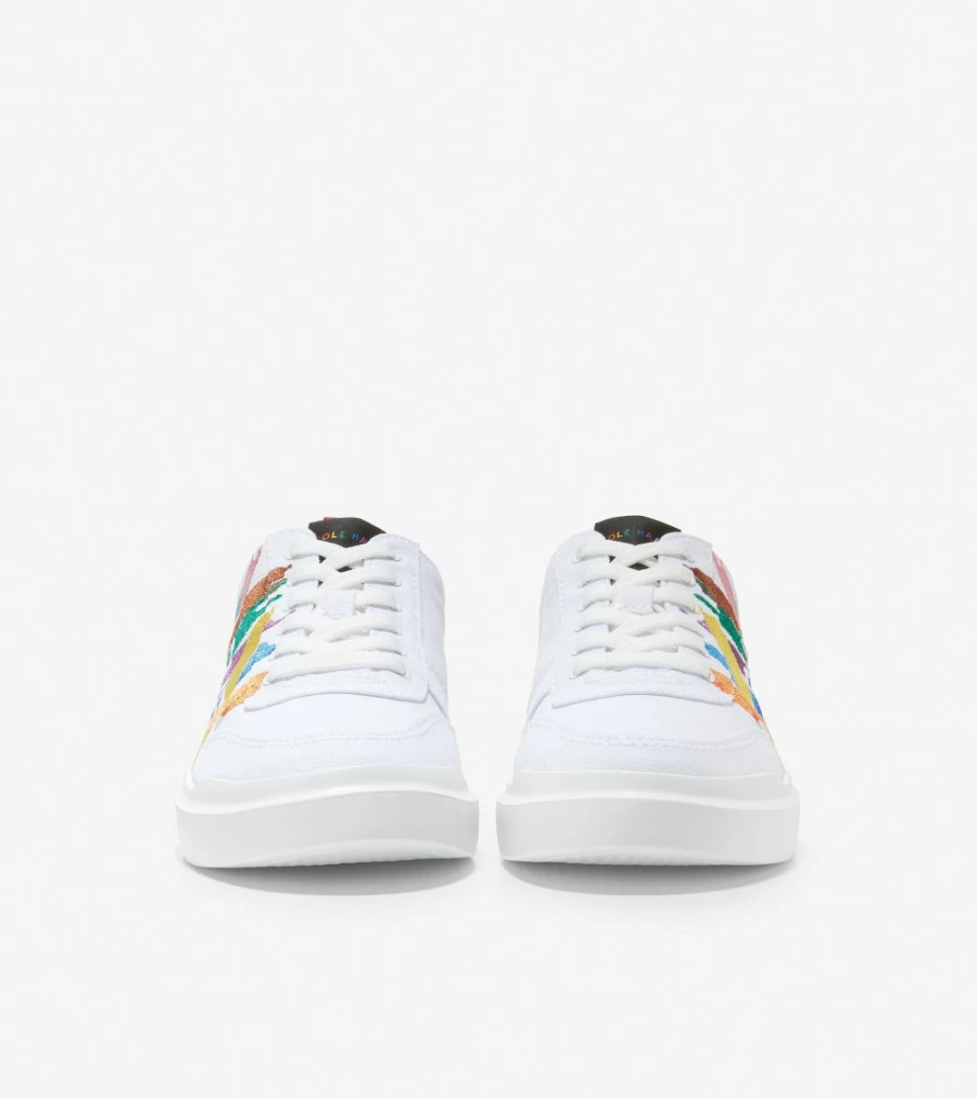 Cole Haan Women's GrandPro Rally Sneaker in White, Red Alert & Black - Canvas Court Shoes for Women